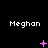 Pixelated text 'Meghan' appears above three of pink star-like symbols on a black background, with symbols changing across frames