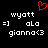 Static pixel art displays two identical text-based icons side-by-side on black background with red heart symbol above center.