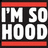 Pixelated icon with red horizontal bars top and bottom, white text on black background reading 'IM 3D HOOD' in blocky font.