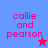 Four quadrants display 'callie and pearson' text with a star; top-left blue, bottom-right purple, bottom-left red, top-right magenta.