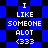 Pixelated text reads "I LIKE SOMEONE ALOT <333" on a blue and black checkered background with animated diamond-shaped pattern changes.