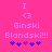 Pixelated pink background with text and symbols; two identical side-by-side layouts showing 'I <3 Ginski Blandski!!!' above five purple stars, differing only in star arrangement.