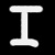 Two white stylized 'I' characters on black background, left one solid and sharp-edged, right one with soft glow effect.