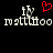 Pixelated text and symbols on black background with red heart above, showing two identical side-by-side arrangements of white pixel characters.