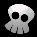 grayscale skull icons with varying shading and dot patterns on a black background, some showing animation changes in texture and shape