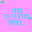A static image with a bright pink background displays the phrase "LOVE IS IT STILL THERE.." in cyan text, surrounded by scattered green and purple stars.