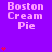 Purple background with repeated 'Boston Cream Pie' text and red heart symbols in varying quantities across positions