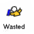 Animated contact sheet of a yellow stick figure running with blue accents, labeled "Wasted" under each frame on a gray transparent background.