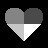 Nine heart-shaped pixel art icons arranged in a , each divided into four quadrants with varying grayscale color combinations