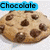 Six chocolate chip cookies arranged in a , with text labels appearing on three of them