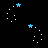 Animated contact sheet of 8 star-shaped icons with colored stars and dotted trails on black background, each frame showing a different color variation in the trail dots.