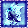 Animated blue-toned icon of a spotted animal head turning left to right
