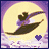 Pixelated animation of two figures on a flying carpet against a large yellow moon, with one figure holding the other in purple and brown clothing.