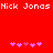 Red background with white text "Nick Jonas Nick Jonas" at top and two of pink pixelated symbols below