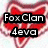Red fox head silhouette with white and dark red outlines, featuring text overlay in black boxes on one view.