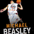 Michael Beasley basketball player in white and red jerseys with text '07-08 NCAA Player of the Year' on a