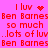Red pixelated text on bright pink background cycles through heart and starburst symbols with repeated 'I luv Ben Barnes' phrases.