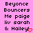 Pixelated text on pink background with red heart symbol, two identical side-by-side versions of the same design.