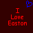 Dark red background with blue pixelated heart above two identical red text blocks reading "I Love Easton" in blocky font.