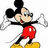 Pixelated Mickey Mouse icon with red shorts, yellow shoes, and black gloves, showing two variations with text above and below the character.
