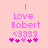 Pink pixelated text 'Love Robert' with '<3333' and five pink hearts on a light pink background, showing animation changes in heart positions.
