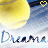 Yellow tennis ball on blue net background with repeated 'Dreama' text and small yellow heart symbols.