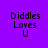 Four pixelated text display 'Diddles Loves U' in black on purple, light blue, cyan, and dark blue backgrounds