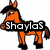 Pixelated orange horse with black mane and hooves, displaying text overlays across three