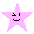 Three pink star-shaped pixel art icons with distinct facial expressions on a gray background.