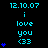 Pixelated cyan text and blue hearts on black background with gray corner, animated heart count increase across frames.