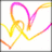 A pixelated heart-shaped line drawing in pink and yellow gradients with text reading 'i miss you.' on a white background.