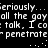 Pixelated text repeats across black background with white characters, showing partial phrases and punctuation in a looping animation.