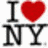 A composite image with 'I ❤️ NY' and 'I ❤️ Friends' text, a person's face on the right, and blurred 'blogging and' text over red stylized letters.