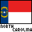 A 4-frame animated contact sheet showing variations of the North Carolina state flag with different text styles and color schemes for "NORTH CAROLINA" below each frame.