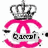 A pixelated icon features a silver crown above pink curved shapes and the word 'Qamri' in black text on a gray banner.