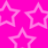Three pink stars with white outlines on a solid pink background, arranged in a triangular composition.