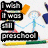 Pixelated cartoon figures holding hands with text overlays about preschool and cooties, featuring a yellow-green pencil and colored shapes.