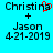 Pixelated text on cyan background with red heart symbol replacing 'a' in 'Christina' on left side, identical text on right side.