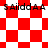 Red and white checkered pattern with diamond shapes, text "SAiiddAA" repeated across the image in black pixelated font.
