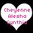 Two white heart-shaped icons with pink text reading Cheyenne Alesha Cynthia on a black background, one with a slightly blurred appearance.