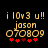 Pixelated text and symbols on black background with red stars changing in the bottom