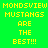 Pixelated text 'MONDSVIEW MUSTANGS ARE THE BEST!!!' displayed in yellow on four distinct background colors arranged in a