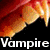A collage of four distinct images with overlaid text: vampire fangs, red lips, teeth with fangs, and a group of people with text.