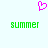 A static pixel art image with a pink heart symbol above two green 'summer' texts on a light background.