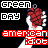 A contact sheet of 10 animated frames showing a pixelated hand holding a red heart-shaped object with blood splatters, alternating between text overlays "green day" and "american idiot" on black background.