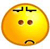 Two identical yellow circular faces with downturned mouths, furrowed brows, and brown eyes side-by-side on white background.