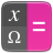A static pixelated icon split into two vertical sections: dark gray left with white mathematical symbols λ and Ω, bright pink right with two white horizontal lines.