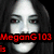 Two side-by-side pixelated images of a person with long dark hair, one with red eyes and the other with closed eyes, both with red text overlays.