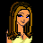 Pixel art animation of a cartoon woman in yellow dress with blue eyes and brown hair, shown in multiple poses against black background with text "WE LOVE HIM CAUSE HE FRIST LOVED US".