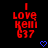 Red pixelated text reading "I LOVE Kelli 637" on black background with blue heart symbol below.